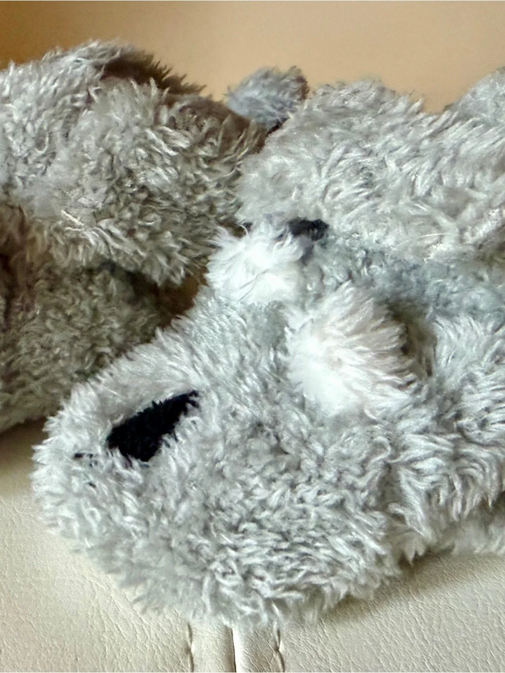 Plush Gray Baby Walker Slippers - Cozy Bear Design